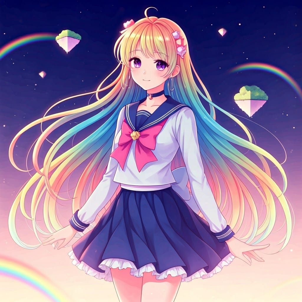 Whimsical Manga Girl in a Dreamlike Realm