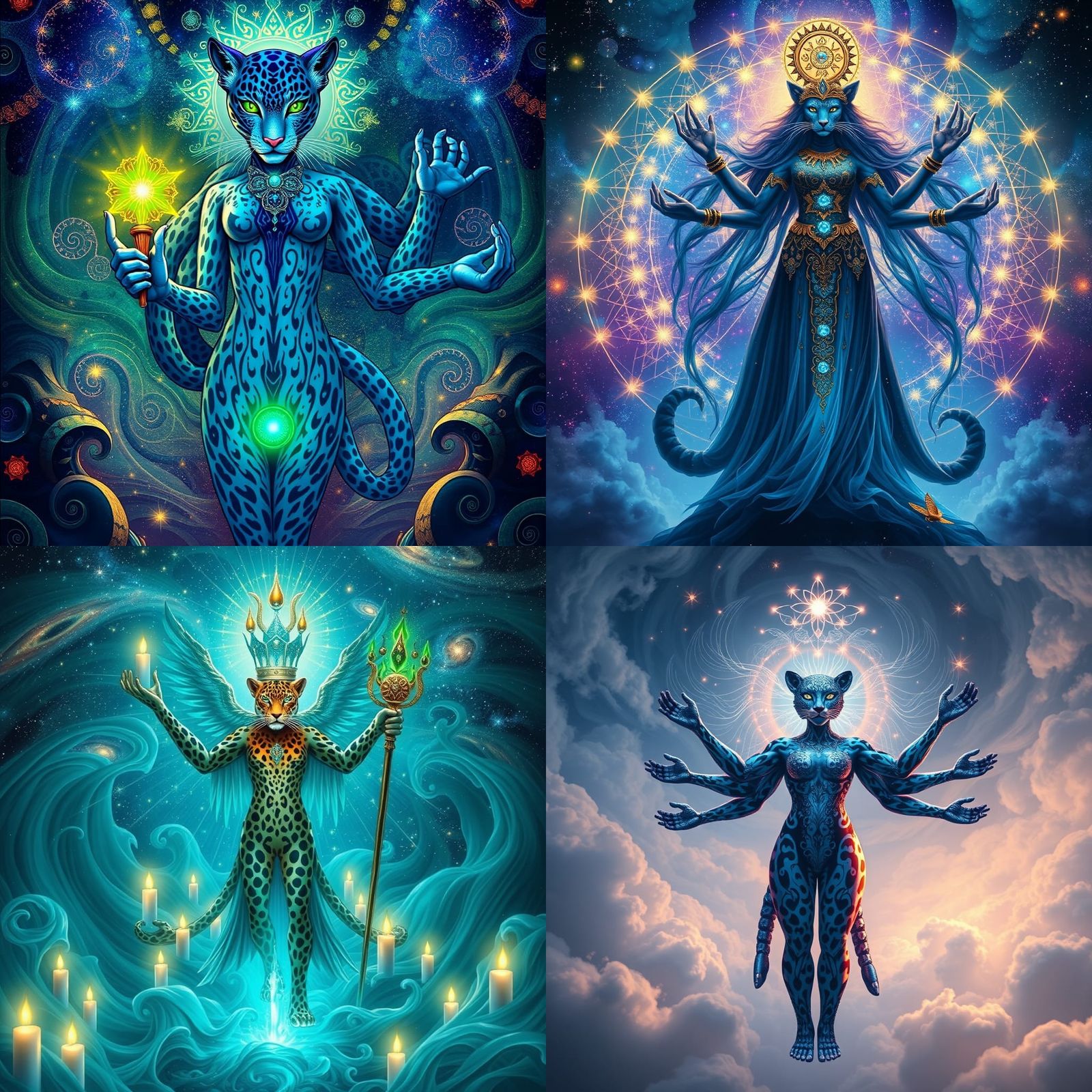 Surreal Six-Armed Leopard Woman Embodies Time