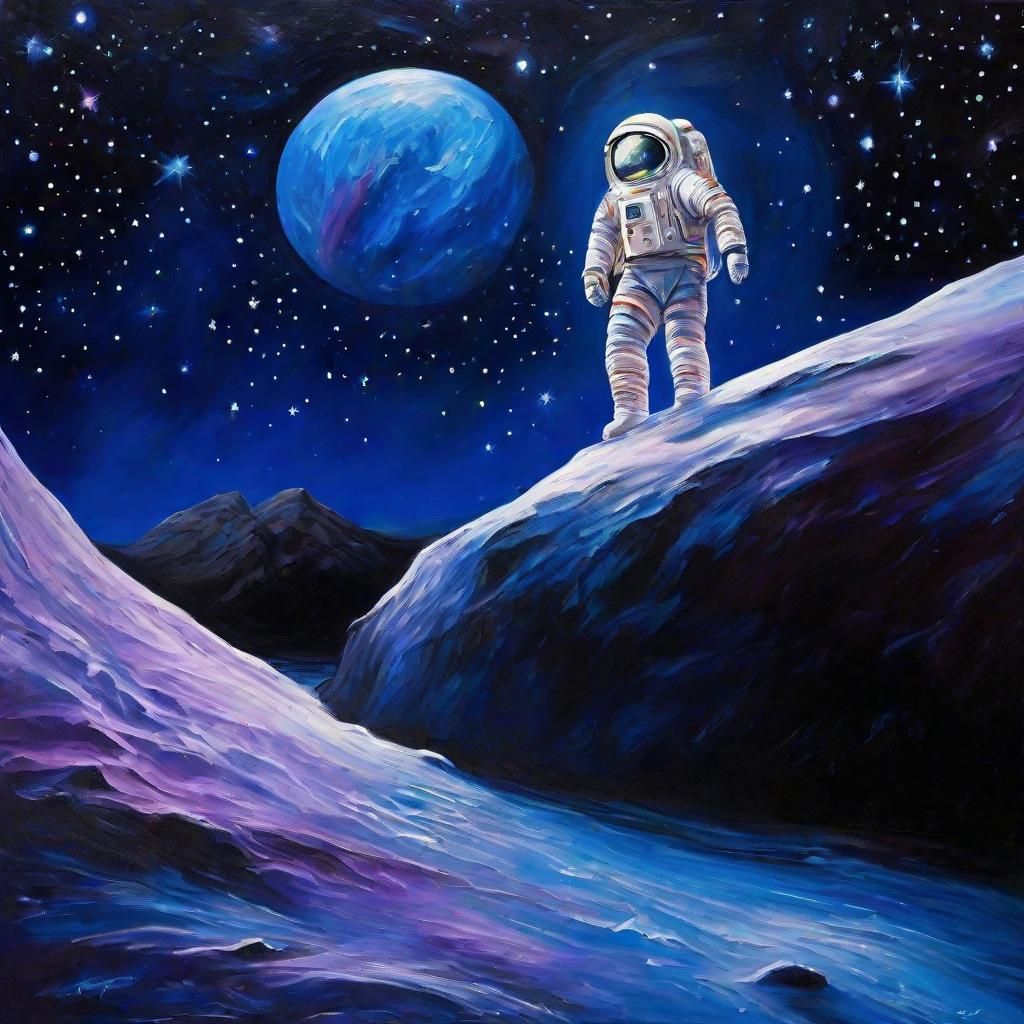 Astronaut on Melting Cliff in Surrealist Style