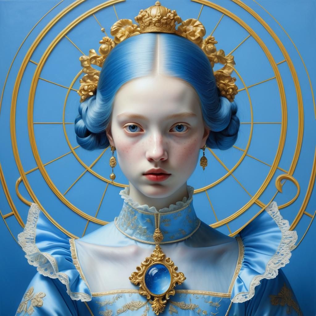 Baroque Hyperrealistic Portrait of a Woman in Blue