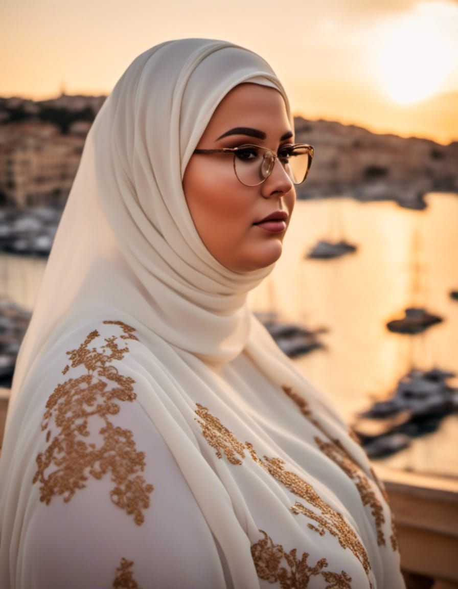 Curvy Woman in Hijab at Monaco Palace