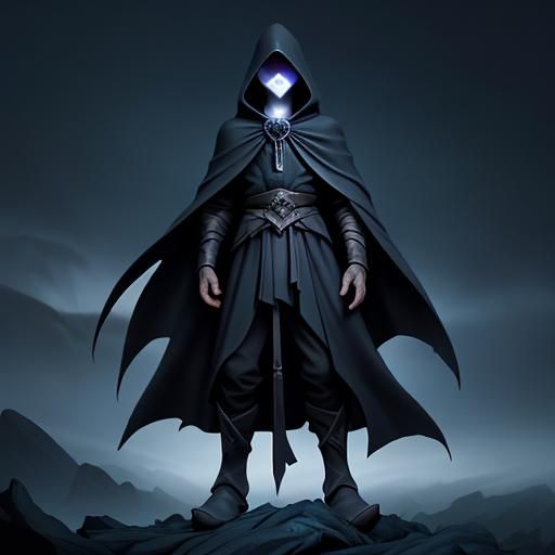 Hooded Figure Glides Through Shadowy Void