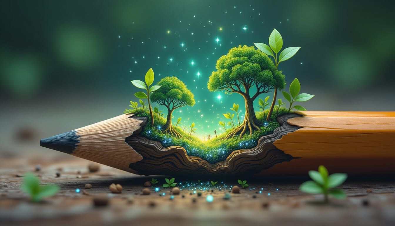 Pencil Transforms into Magical Forest with Bioluminescent Cr...