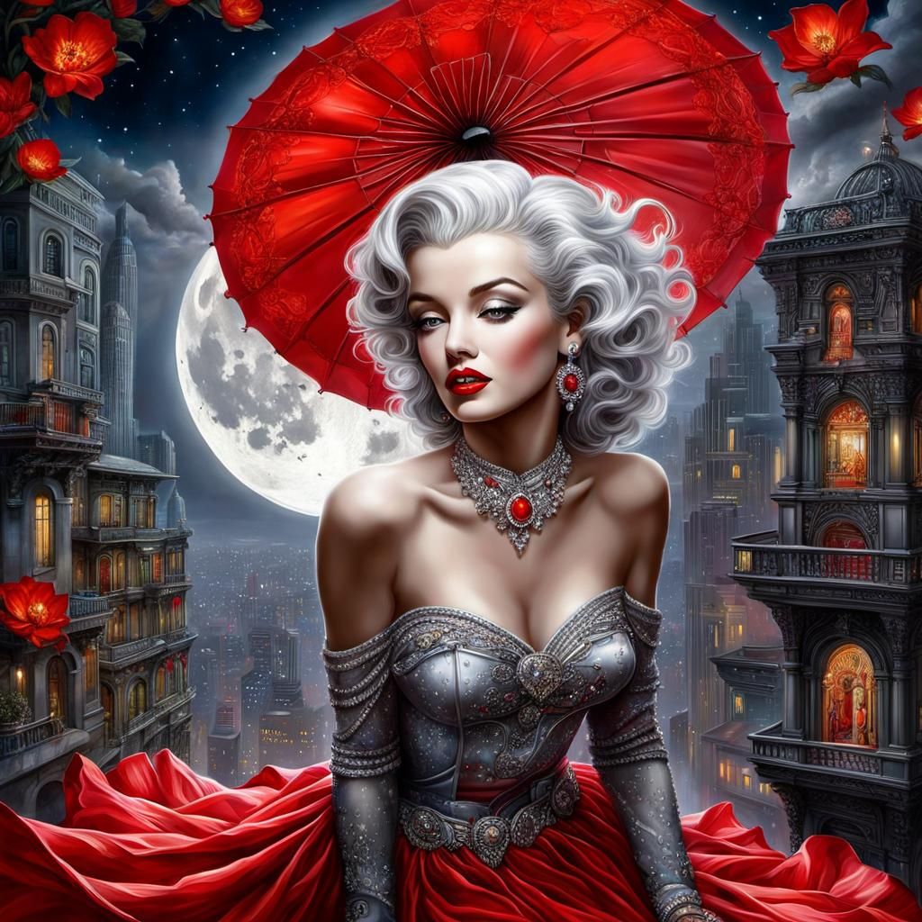 Marilyn Monroe Cityscape in Fantastic Realism