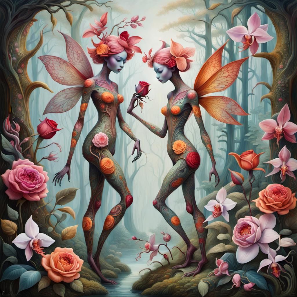 Enchanting Forest Creatures in a Whimsical Painting