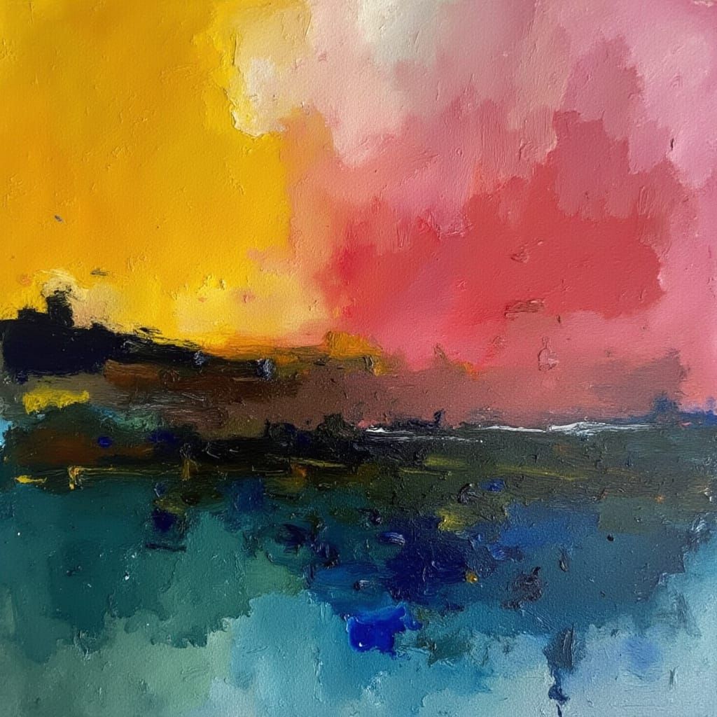 Abstract Landscape with Golden Warmth and Serene Afternoon L...