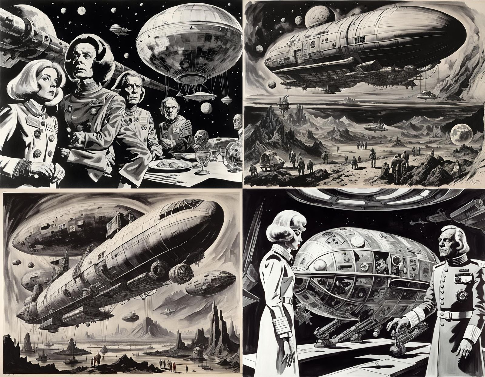 Space Horror Dirigible Inspired by Dix and Gainsborough