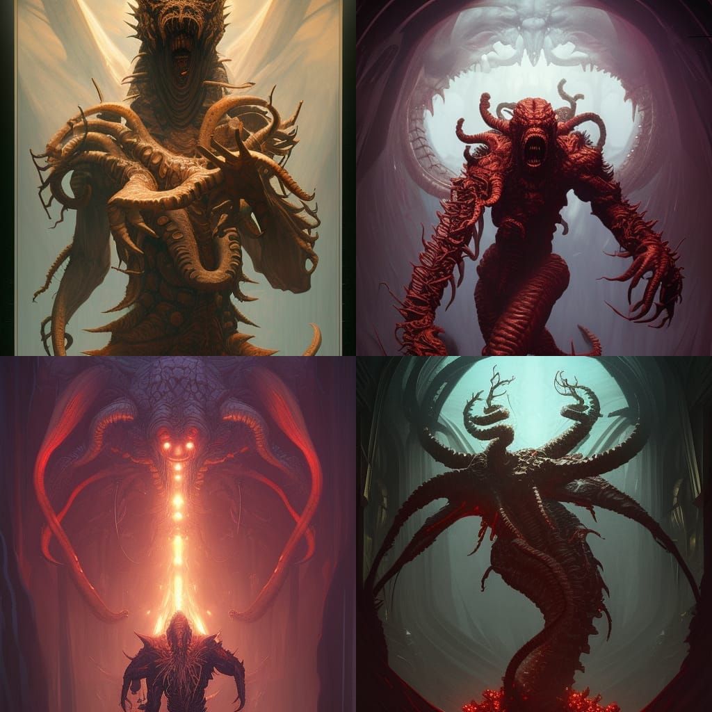 Hyperdetailed Demogorgon in Dark Fantasy Style