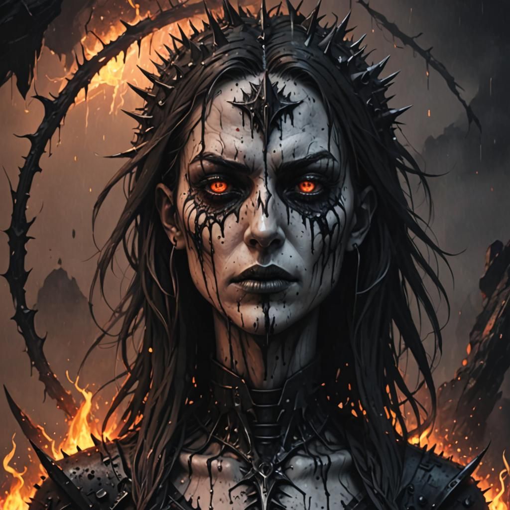 Fallen Dark Lord in Dystopian Pencil Sketch