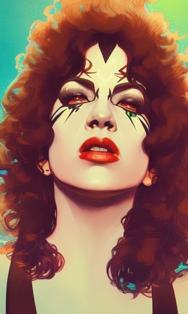 Kiss Band Portrait in Art Nouveau Style