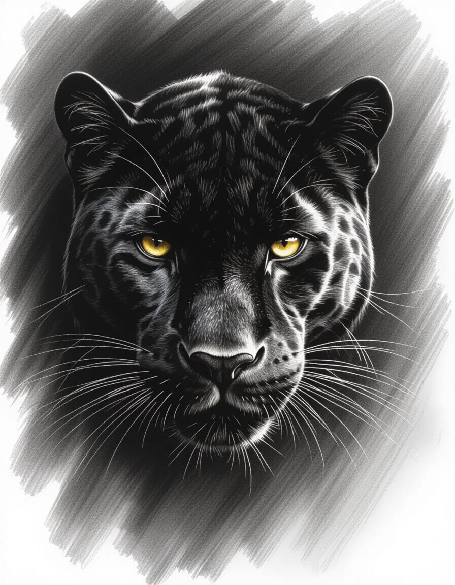 Fine art study. Close-up portrait of a majestic panthers fac...