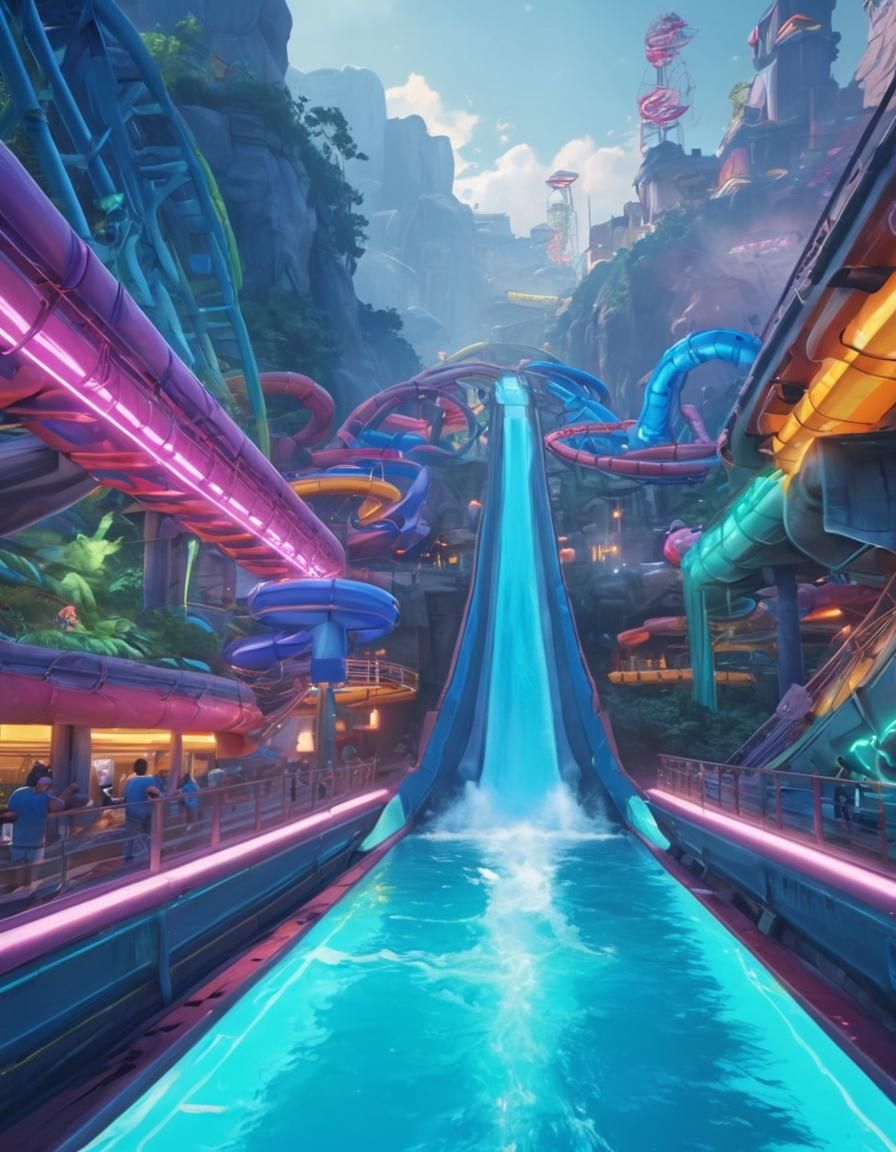 Worlds Biggest Waterslide Theme Park: Digital Illustration