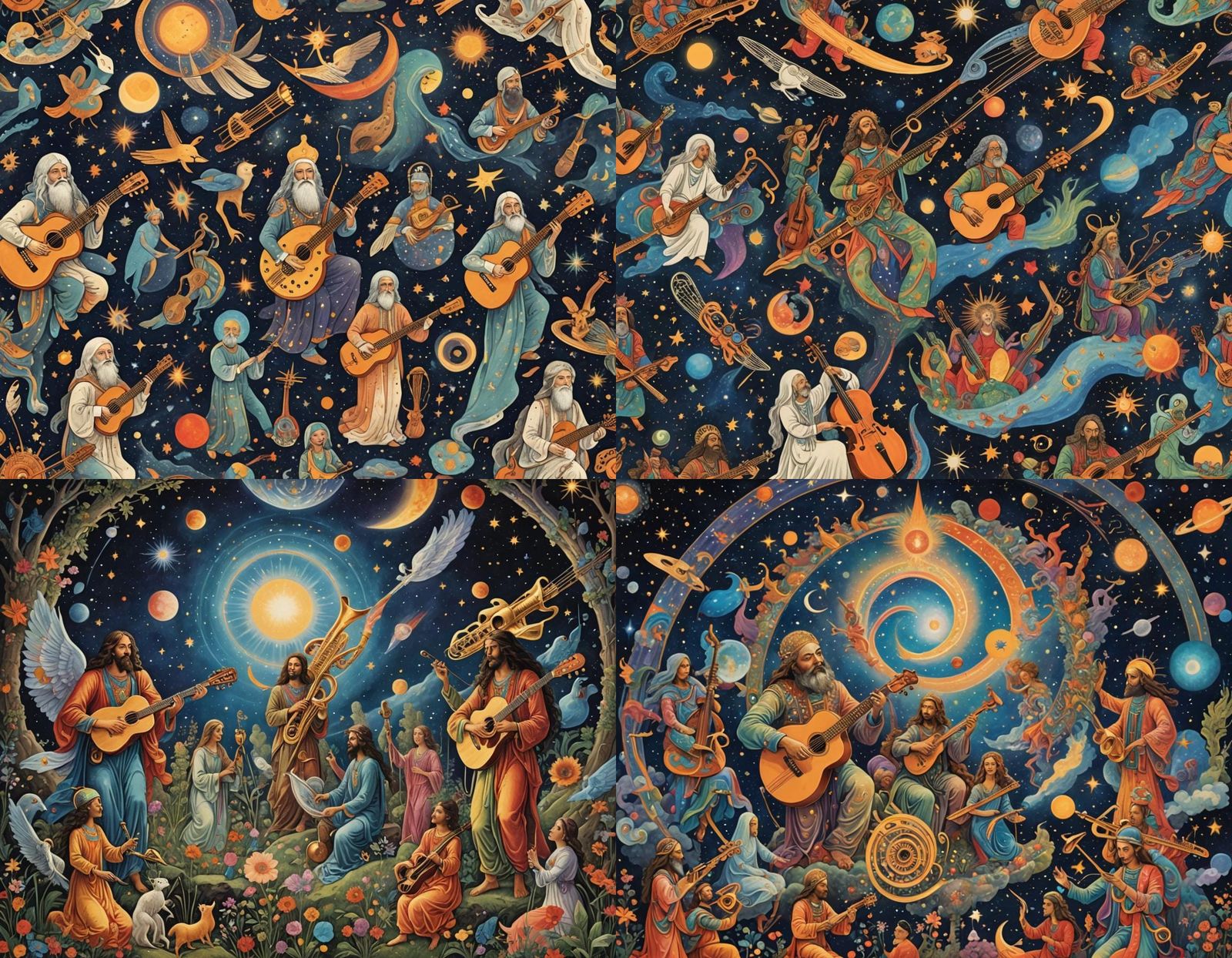 Cosmic Serenade: Celestial Beings Playing Ethereal Instrumen...