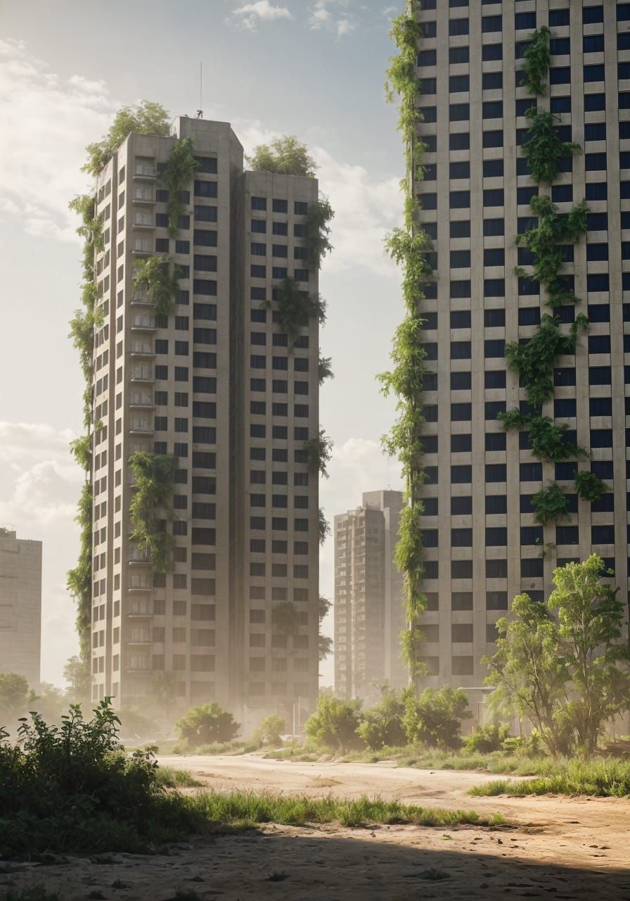 High-rise buildings, seen from a semi-distant perspective, h...