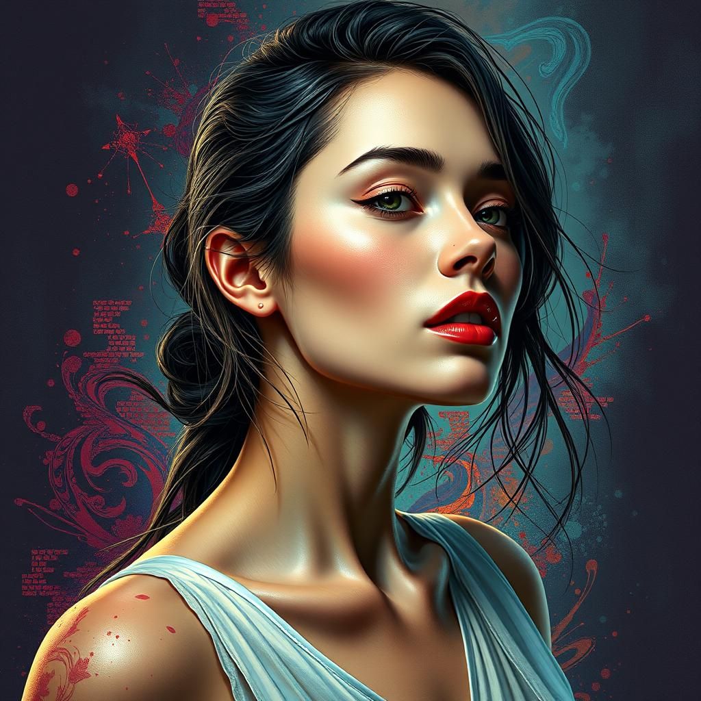 Hyperrealistic Woman Portrait with Dramatic Lighting