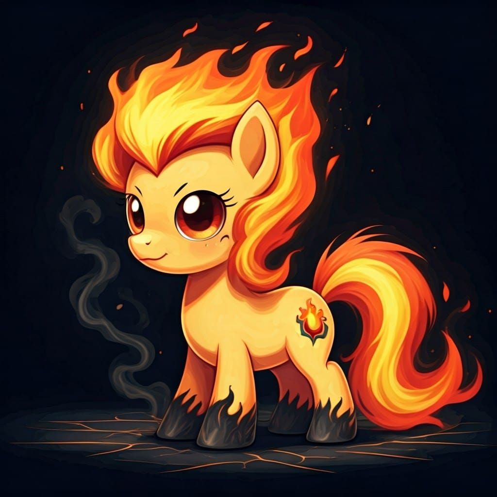 Fiery Pony Pokémon in Anime Style