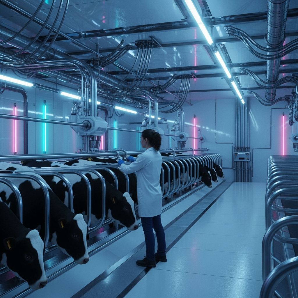 Futuristic Lab with Livestock in Sci-Fi Style