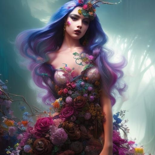 Gorgeous Girl in Rococo Restaurant, Hyperdetailed Digital Ar...