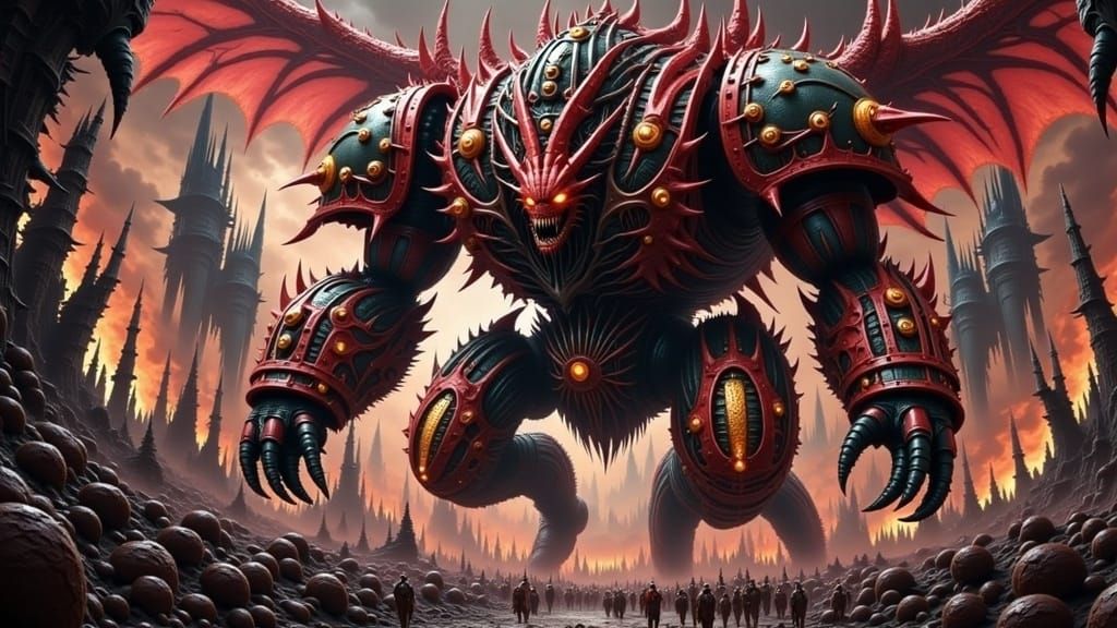 Chaos Titan in Mythpunk Junji Ito Style