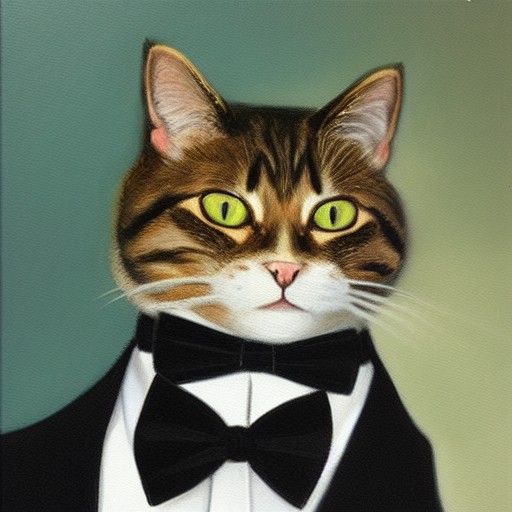 Cat in Suit and Bow Tie Oil Painting