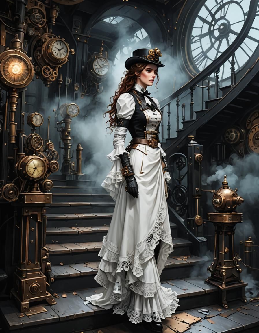 Steampunk Ink Painting with Splatters