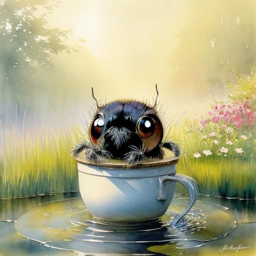 Not so Itsy Bitsy In His Little Tea Cup Boat