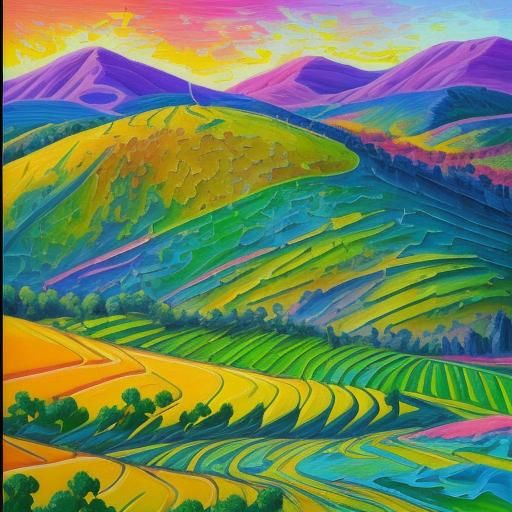 Lisa Frank Vineyards in Expressionist Oil Painting