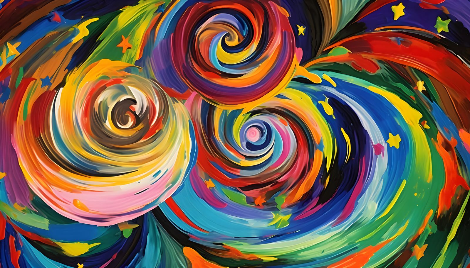 Vivid Helical Vortex Maelstroms with Multicolored Stars