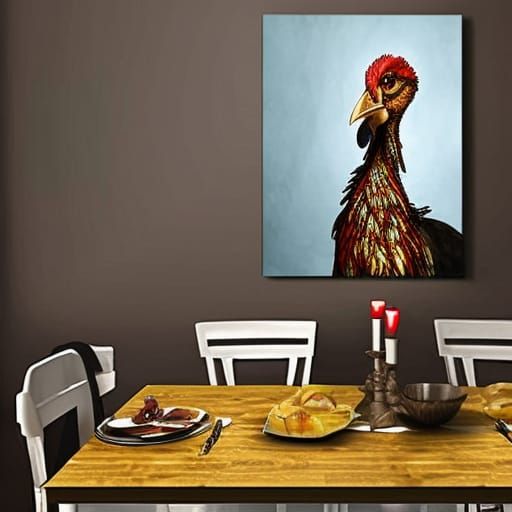 Thanksgiving Turkey Portrait in Ominous Fantasycore Style