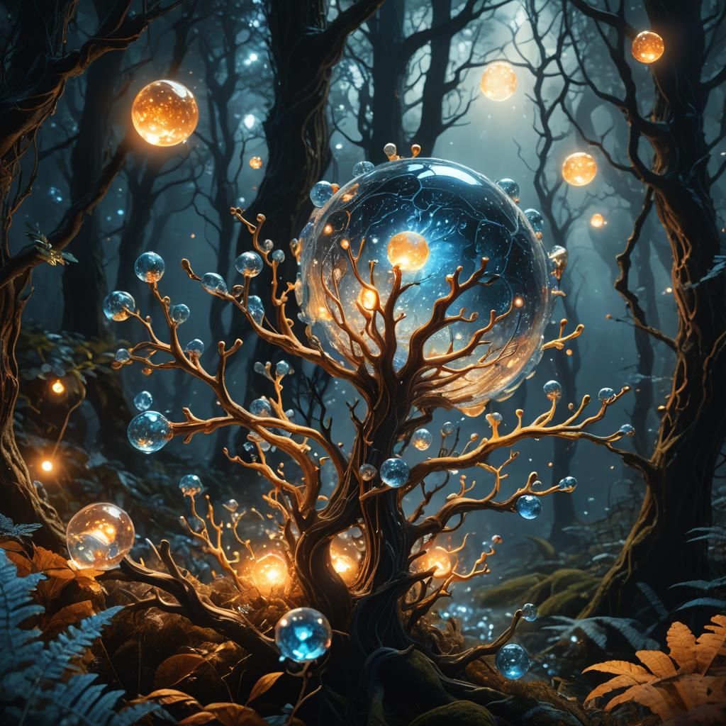 Crystalline Penicillin Molecule in Mystical Forest