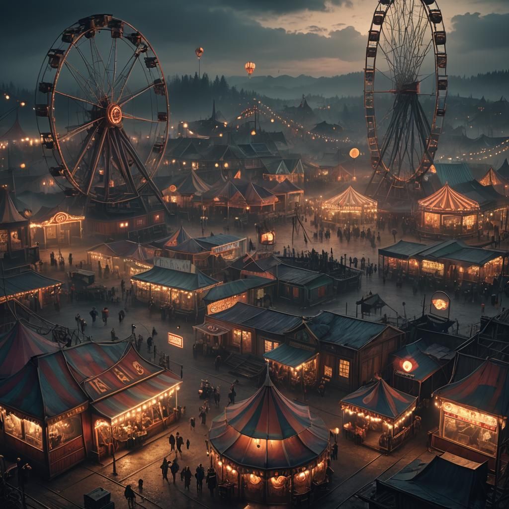 Creepy Carnival at Dusk: A Dark Fantasy Matte Painting