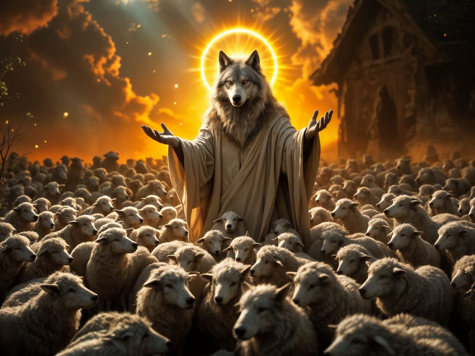 Dark Psychedelic Vision of Flock in Worship of a Sinister Wo...