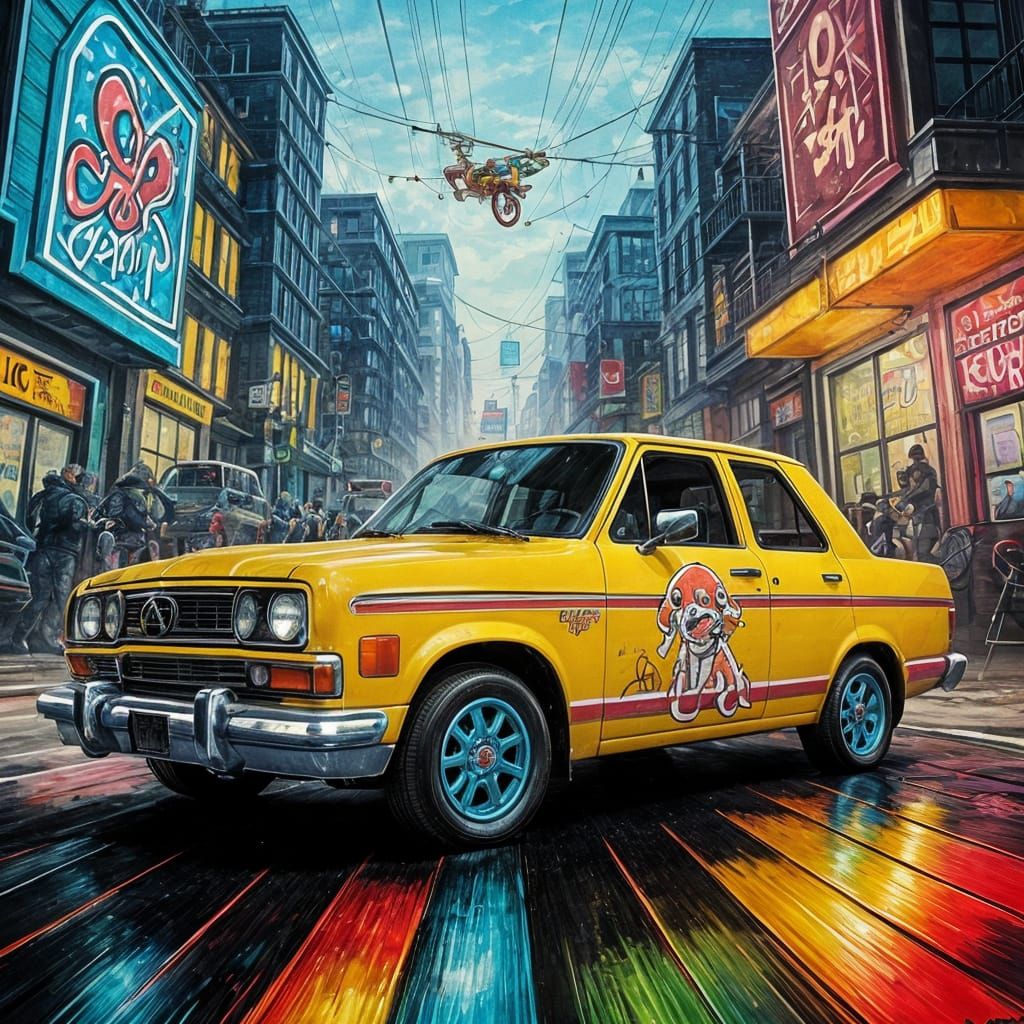 Anthropomorphic Dog Delivers Pizza in Vibrant Graffiti Art