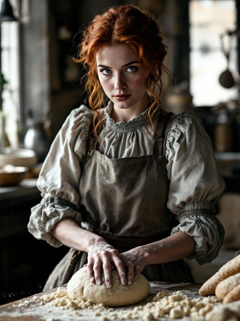 Retro-Modern Baker Portrait in High Contrast