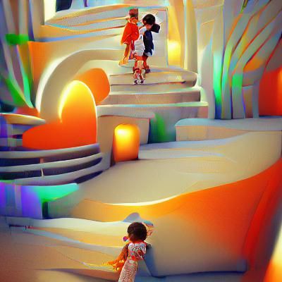 Art Deco Child's Drawing in 8K Unreal Engine