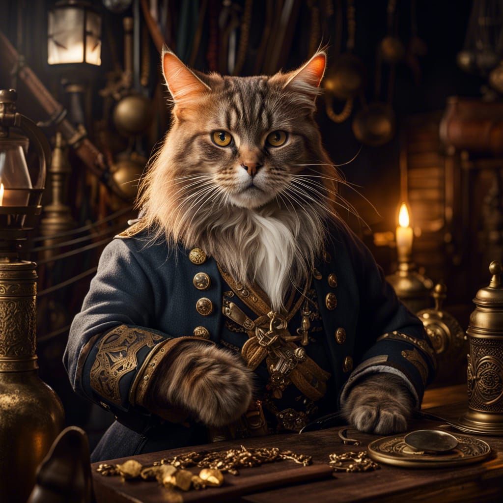 Pirate Cat Club Scene in Realistic Photography Style
