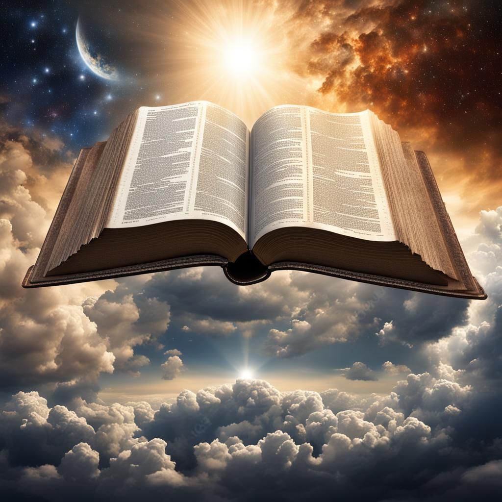 Open Bible in Heaven: Detailed Matte Painting
