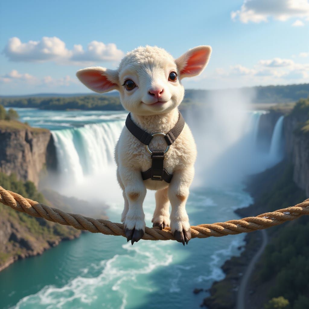 Lamb's Perilous Tightrope Walk Over Niagara, Pixar Style