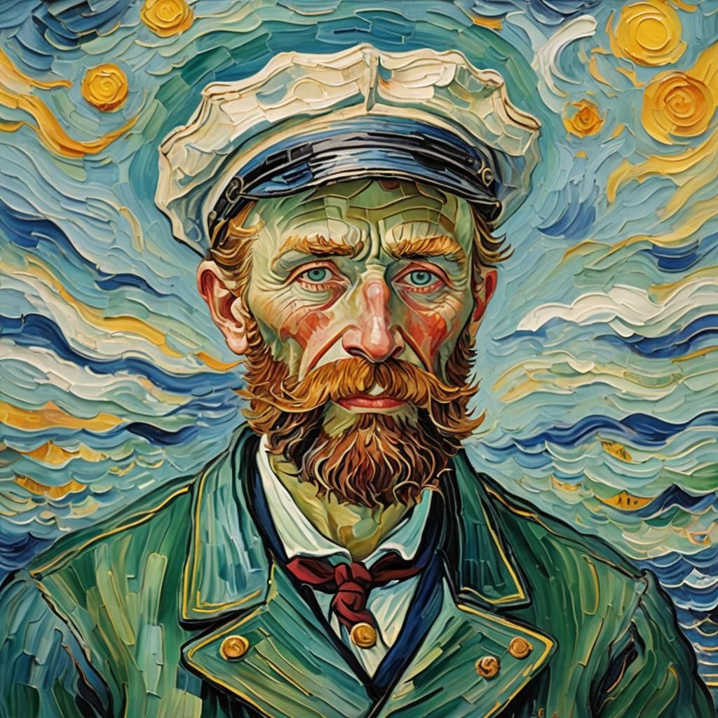 Seasick Sailor in Post-Impressionist Style