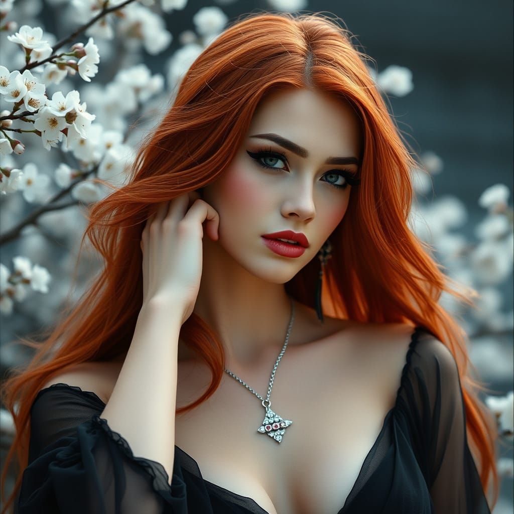 Goddess in Elegant Red Hues, Cinematic Film Still