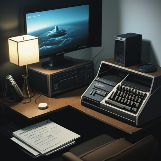 Cinematic 35mm Film Still of a Vintage Commodore 64