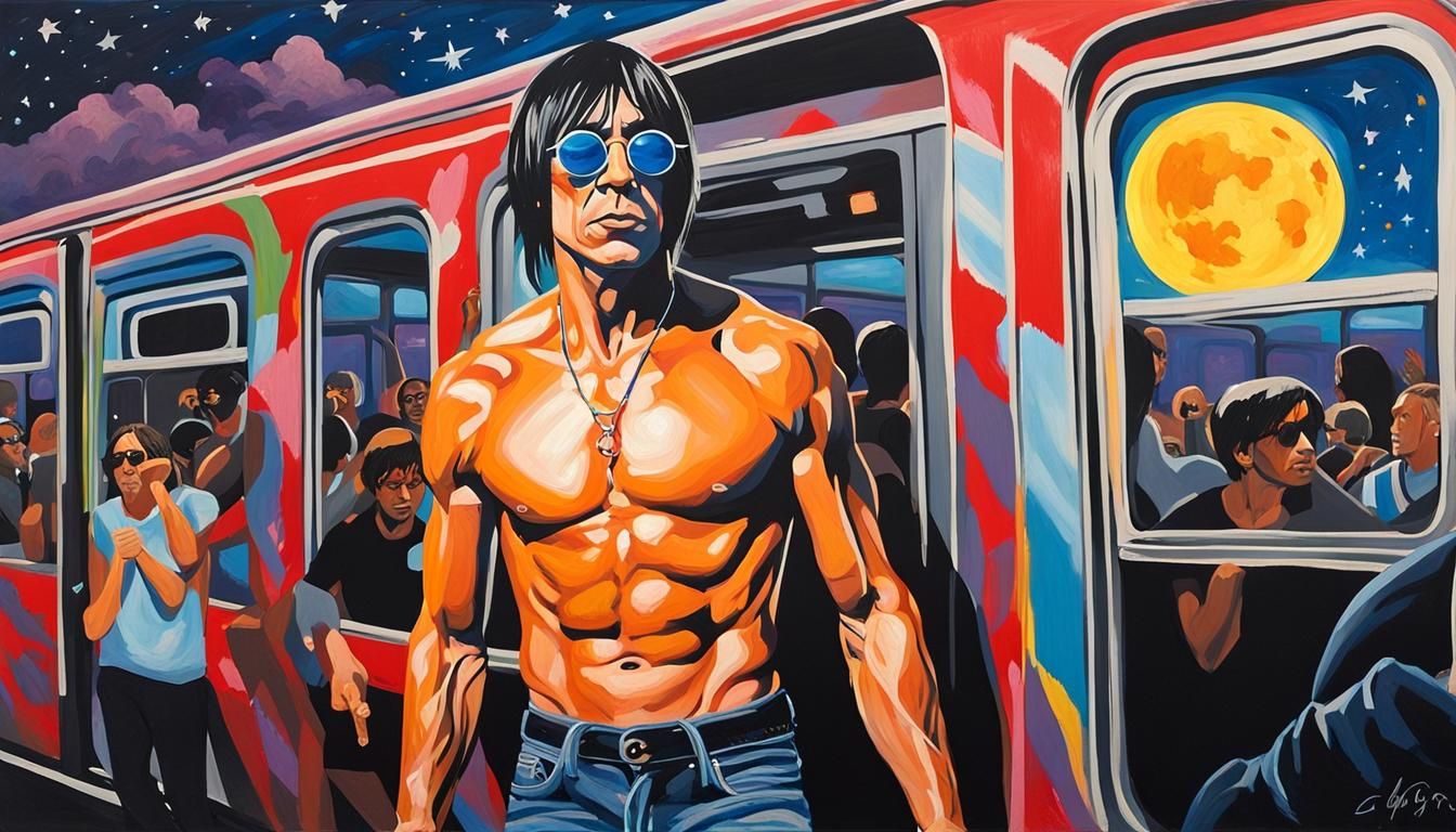 Iggy Pop Acrylic Painting in Subway Wonderland