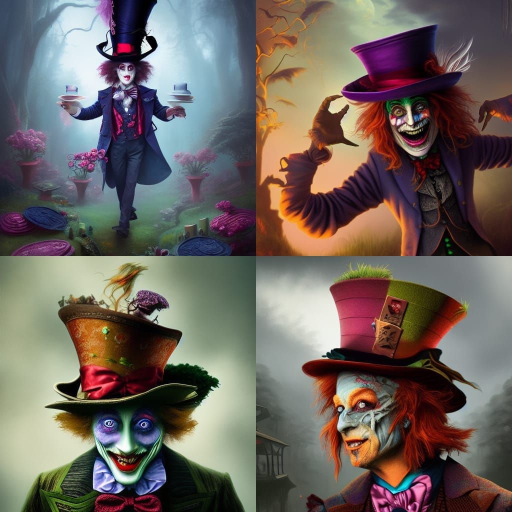 Creepy Mad Hatter with Severed Head
