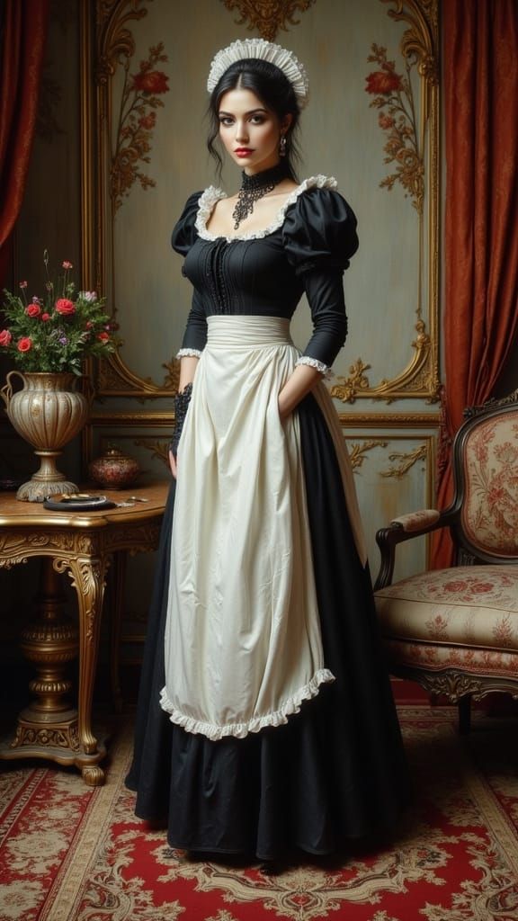 Victorian Maid in Elegant Mansion, John Singer Sargent Style