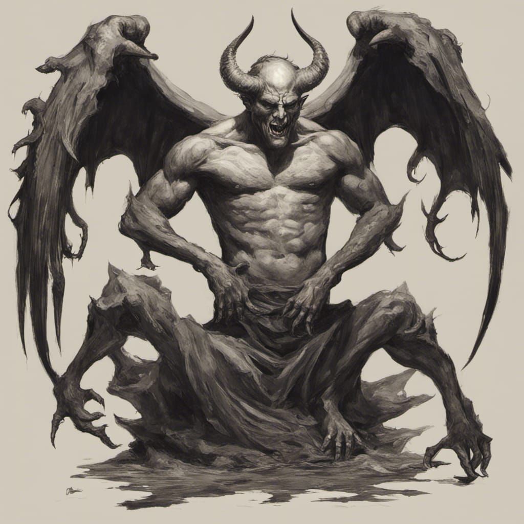 Terrifying Two-Headed Sleep Paralysis Demon with Wings