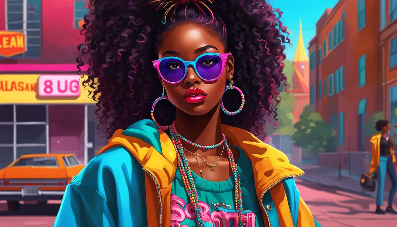 80s Teenager in Nostalgic Digital Art Painting