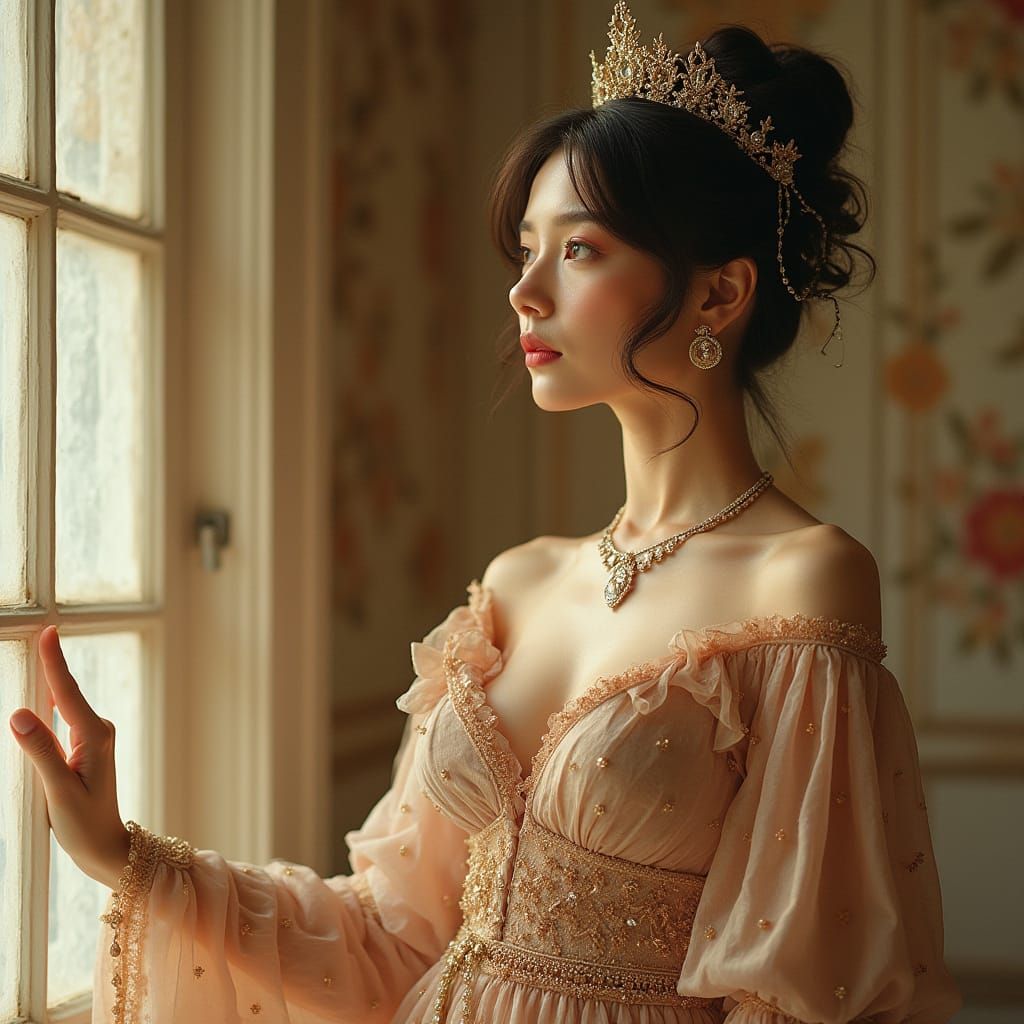 Elegant Woman in Art Nouveau Style