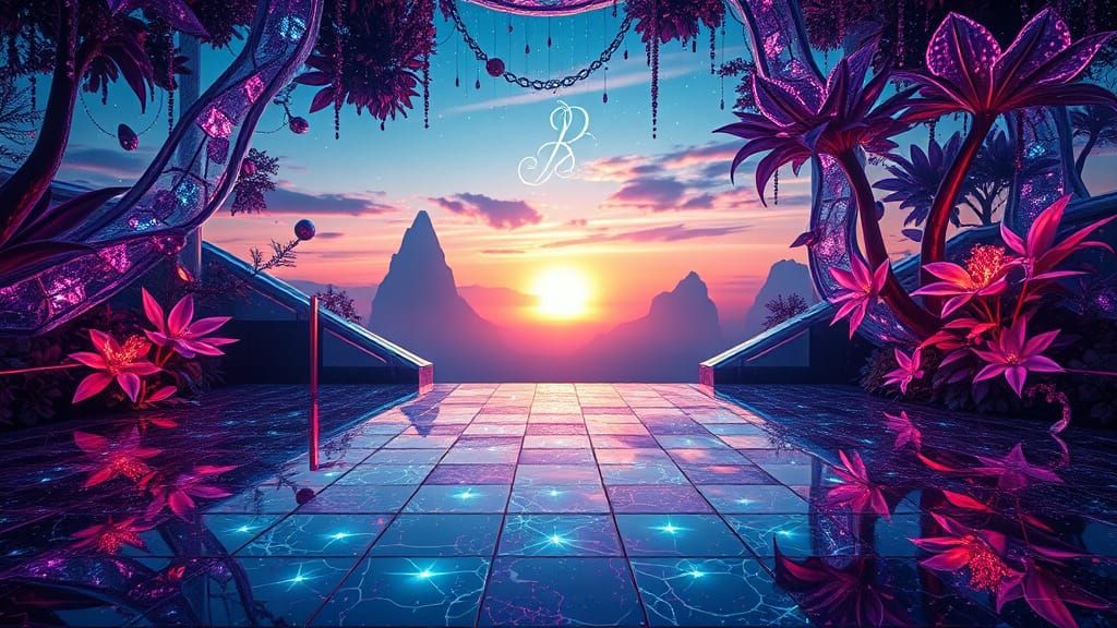 Dreamlike Disco Realm in Vibrant, Fantastical Art