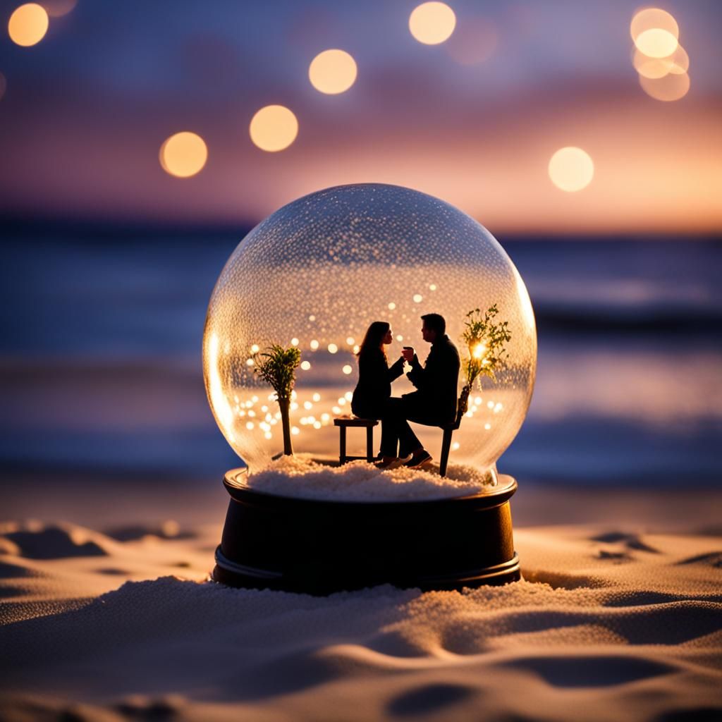 Beach Proposal in Snow Globe: Photography