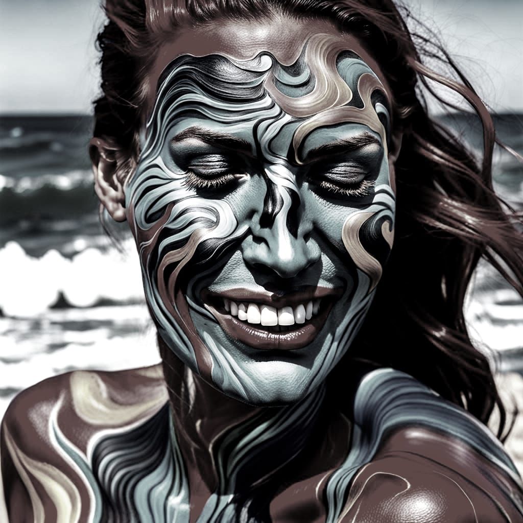 Radiant Taino Woman Emerges from Caribbean Sea